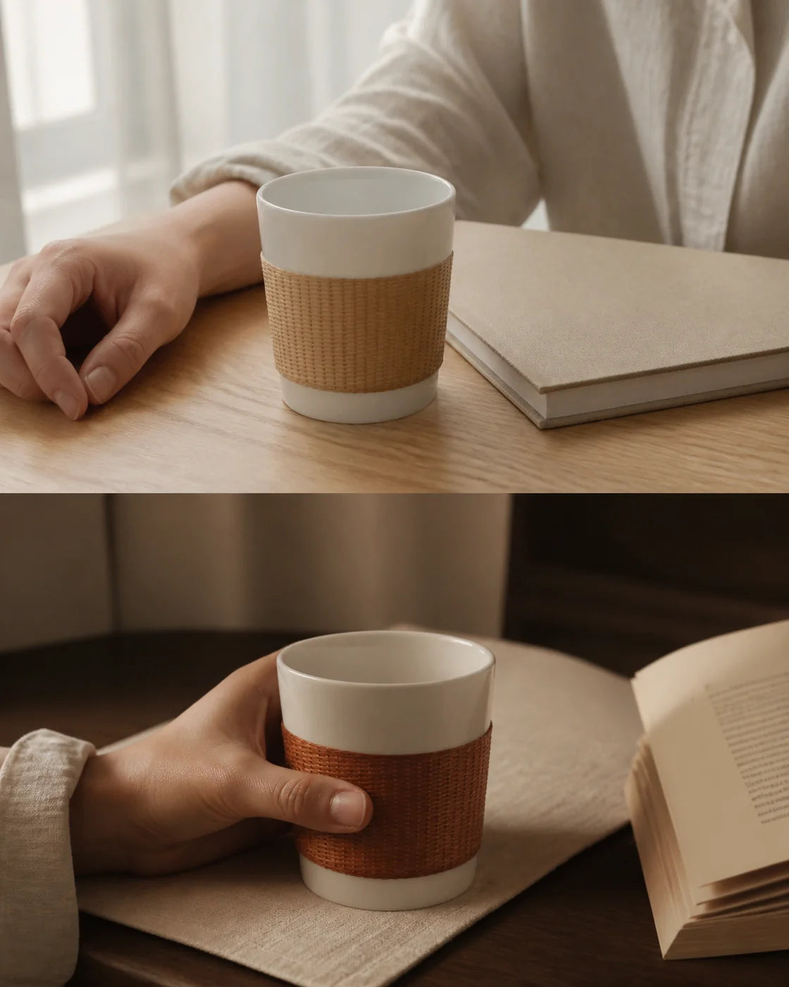 Bamboo over Porcelain Daily Cup shown at everyday scale