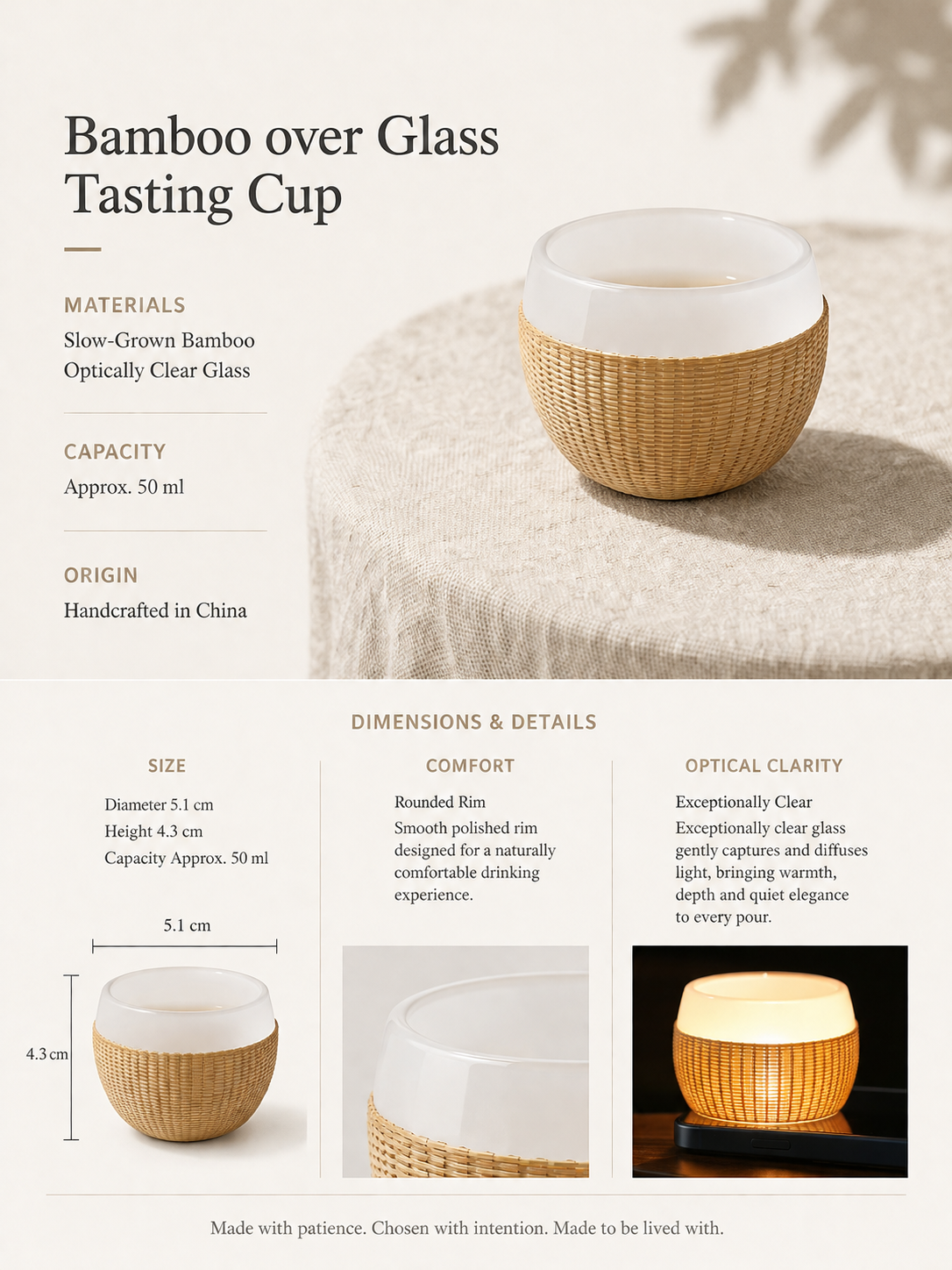 Bamboo over Glass Tasting Cup