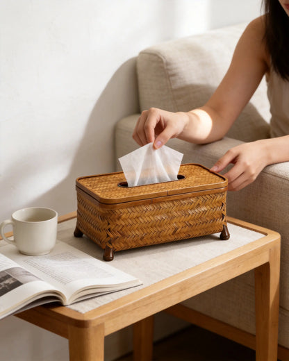 Hand-woven Bamboo Tissue Box