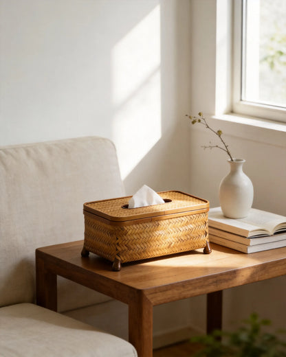 Hand-woven Bamboo Tissue Box